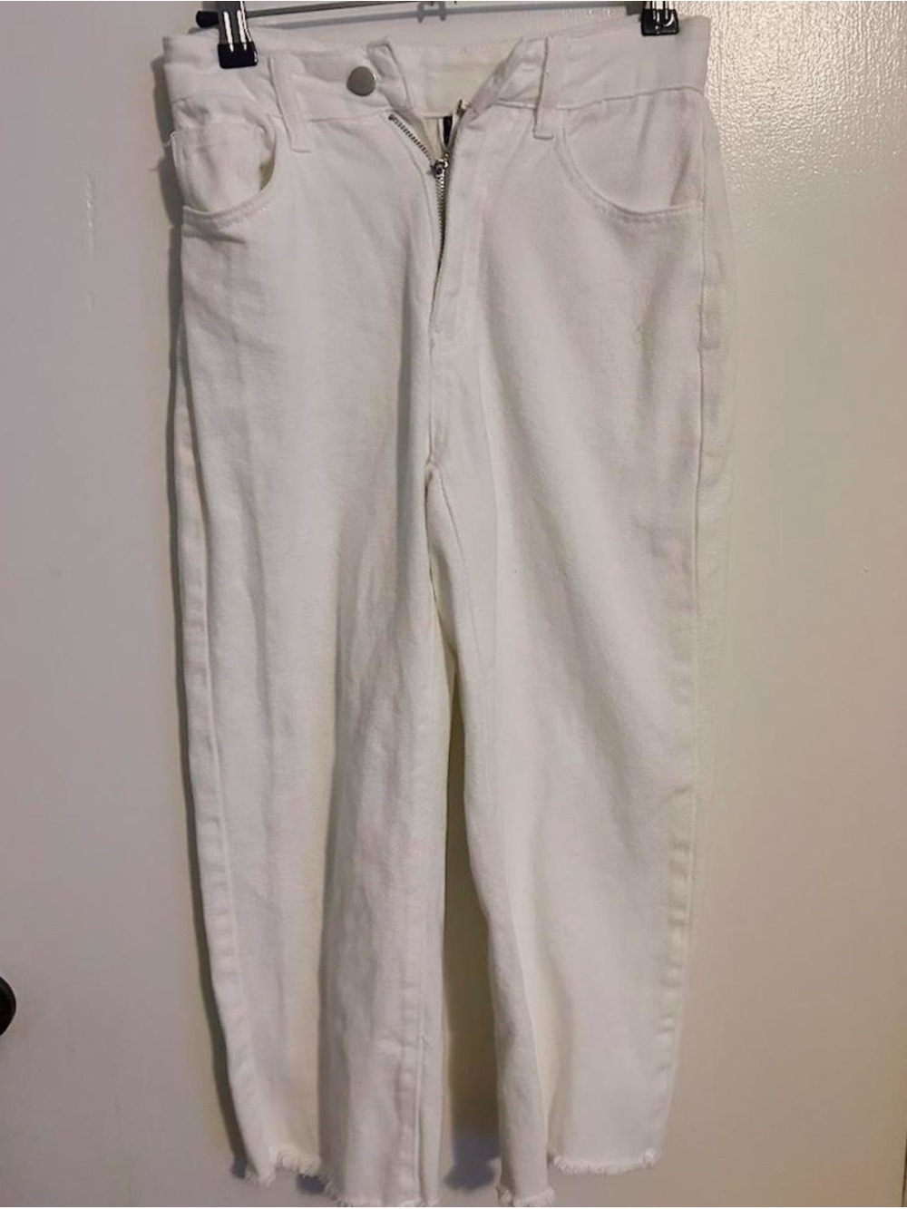 High-Rise White Straight Leg Jeans